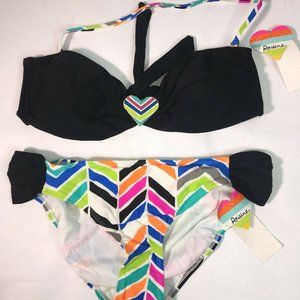 NEW Macy's Raisins 2 Piece Black Neon Chevron Band